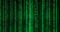 Green Binary Code Falling Digital Matrix Background - Data Flow, Cyber Security, Technology Royalty Free Stock Photo