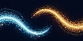 Abstract digital background featuring two wavy lines composed of glowing particles. Royalty Free Stock Photo