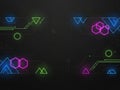 Abstract digital background with glowing neon geometric shapes and circuit lines Royalty Free Stock Photo