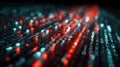 Abstract Digital Background with Glowing Red and Blue Binary Code and Matrix Data Streams, Futuristic Cybersecurity and Artificial Royalty Free Stock Photo