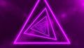 Abstract digital background with neon purple triangles. Abstract tunnel, portal. Royalty Free Stock Photo