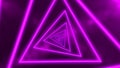 Abstract digital background with neon purple triangles. Abstract tunnel, portal. Royalty Free Stock Photo