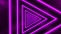 Abstract digital background with neon purple triangles. Abstract tunnel, portal. Royalty Free Stock Photo