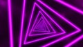 Abstract digital background with neon purple triangles. Abstract tunnel, portal. Royalty Free Stock Photo