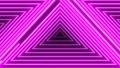 Abstract digital background with neon purple triangles. Abstract tunnel, portal. Royalty Free Stock Photo