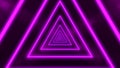 Abstract digital background with neon purple triangles. Abstract tunnel, portal. Royalty Free Stock Photo