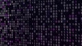 Abstract digital background of programming binary code, seamless loop. Animation. Colorful zero and one digits in wave