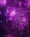 Digital Technology Purple Background with Glowing. Royalty Free Stock Photo