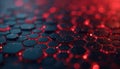 Abstract digital background shows hexagonal pattern. Dark blue geometric shapes glow with red light. Futuristic tech concept with Royalty Free Stock Photo
