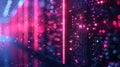 Neon Light Data Stream Visual Background with Glowing Particles and Glitch Effect Royalty Free Stock Photo