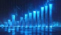 Futuristic Blue Digital Bar Graph with Binary Code Royalty Free Stock Photo