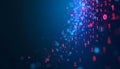 Abstract digital binary code flowing across a dark blue background with bokeh effect Royalty Free Stock Photo