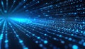 Abstract digital binary code stream. Futuristic data flow. Dynamic blue light pattern on dark blue background. Information Royalty Free Stock Photo