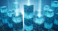 Abstract digital blocks represent data processing and network communication concept Royalty Free Stock Photo
