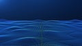 Abstract digital blue fractal waves forming liquid surface with fine particle structure. Futuristic technology background with Royalty Free Stock Photo