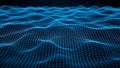 Abstract digital blue grid forming a wavy surface with glowing particles Royalty Free Stock Photo