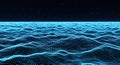 Abstract Digital Blue Ocean Wave Particles Forming a Landscape Under a Starry Night Sky image Royalty Free Stock Photo