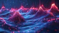 Abstract digital brain illuminated by dynamic data streams in a technology inspired backdrop
