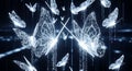 Abstract Digital Butterflies with Binary Code Streams - Futuristic Tech Art Royalty Free Stock Photo