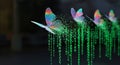 Digital Transformation Butterflies, Data Code, Abstract Technology, Futuristic Concepts Royalty Free Stock Photo