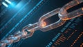 Abstract digital chain links representing secure data and network connectivity Royalty Free Stock Photo