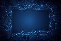 Abstract digital circuit board frame with glowing blue lines and connections Royalty Free Stock Photo