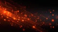 Abstract Technology Background Glowing Circuit Board Lines and Orange Bokeh Lights Royalty Free Stock Photo