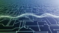 Abstract Digital Circuit Board with Glowing Waveform and Data Flow technology network Royalty Free Stock Photo