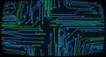 Abstract Digital Circuit Board Pattern with Blue and Green Lines Royalty Free Stock Photo
