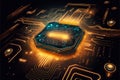Abstract digital circuit glowing. generative ai