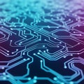Abstract digital circuit pattern with glowing blue and purple lines Royalty Free Stock Photo