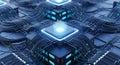 Abstract Digital Circuitry Illustration Glowing Central Processor Unit with Connected Wires Futuristic Technology Concept Royalty Free Stock Photo