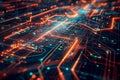 Abstract Digital Circuitry Network Technology, Data Flow, Innovation
