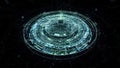 Abstract digital circular data interface with glowing blue and green lights technology futuristic Royalty Free Stock Photo