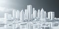 Abstract Digital City Model White Wireframe Floating Transparent Background Tech A minimalist wireframe model of a city skyline Royalty Free Stock Photo