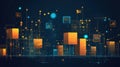 Abstract digital cityscape of data growth, interconnected elements Royalty Free Stock Photo