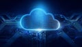 Abstract digital cloud computing concept on a dark blue background Royalty Free Stock Photo
