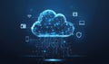 Abstract Digital Cloud Computing Network Technology Data Secure Global Internet Server Web Blue Glow Lines Nodes Future Royalty Free Stock Photo