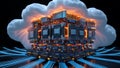 Abstract digital cloud with glowing server architecture representing technology and data storage Royalty Free Stock Photo