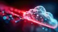 Abstract digital cloud made of glowing red and blue network connections, symbolizing fast data processing and cloud Royalty Free Stock Photo