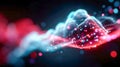 Abstract digital cloud made of glowing red and blue network connections, symbolizing fast data processing and cloud Royalty Free Stock Photo