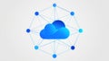 Abstract digital cloud network connecting multiple nodes in a futuristic technological data system Royalty Free Stock Photo