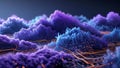 Abstract Digital Cloudscape with Neon Circuitry for Technology and Data Concepts Royalty Free Stock Photo