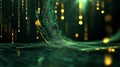 Abstract digital code background with green and gold glow symbolizing technology innovation data future and connection