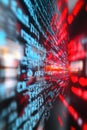 Abstract digital code in motion: blurred red and blue cyber data display Royalty Free Stock Photo