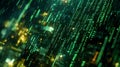 Abstract Digital Code Rain With Green Lines Representing Data Streams And Technology Matrix. Generative AI Royalty Free Stock Photo