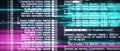 Abstract digital code screen with glowing neon lines and data streams Royalty Free Stock Photo