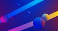 An abstract digital composition features spheres and diagonal bands creating a