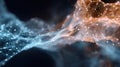 Abstract Digital Connection Network Concept Featuring Glowing Orange and Blue Neural Plexus Nodes with Interconnected Data Lines Royalty Free Stock Photo