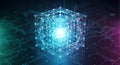 Abstract Digital Cube Network on Circuit Board Royalty Free Stock Photo